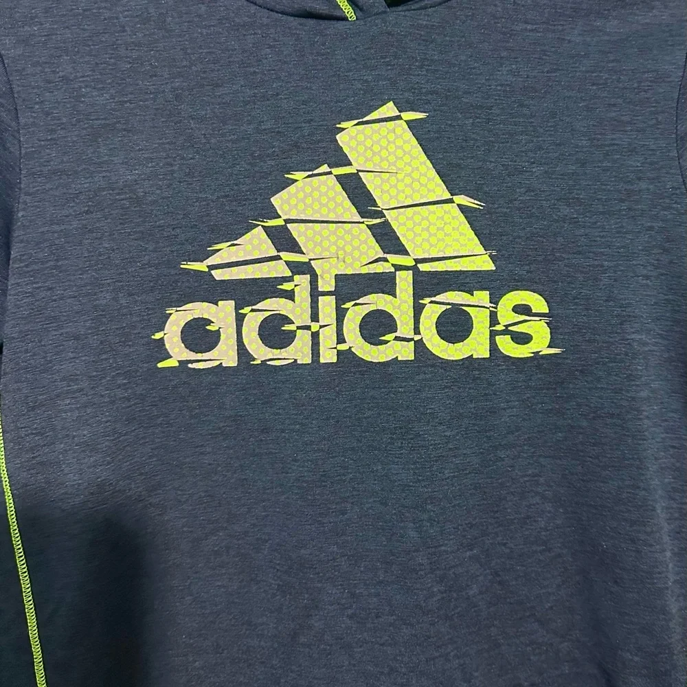 Adidas Kids Climalite Hoodie Navy & Neon Green Size 6 EUC
